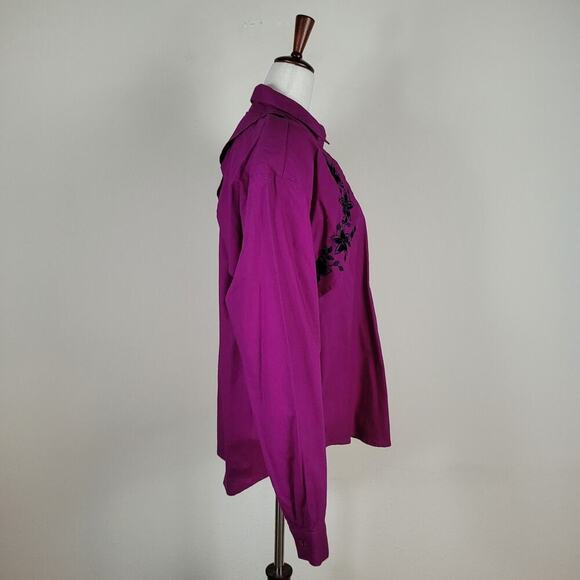 Vintage Side Saddle Shirt Womens Large Fuchsia Western Cowgirl Ranch Embroidered - Picture 3 of 10